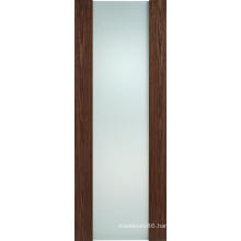 Walnut Veneered Flush Door with Frosted Glass Hotel Door S7-1007